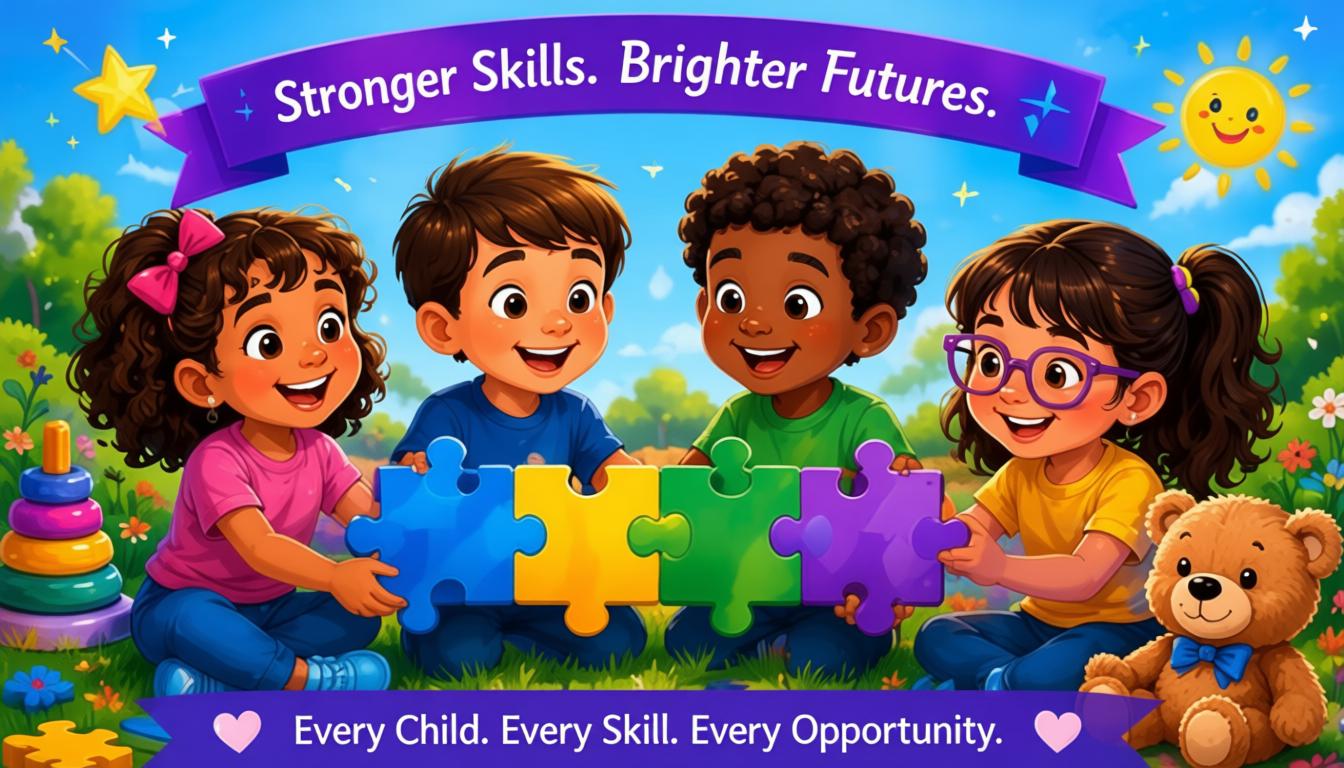 Diverse children working together with puzzle pieces